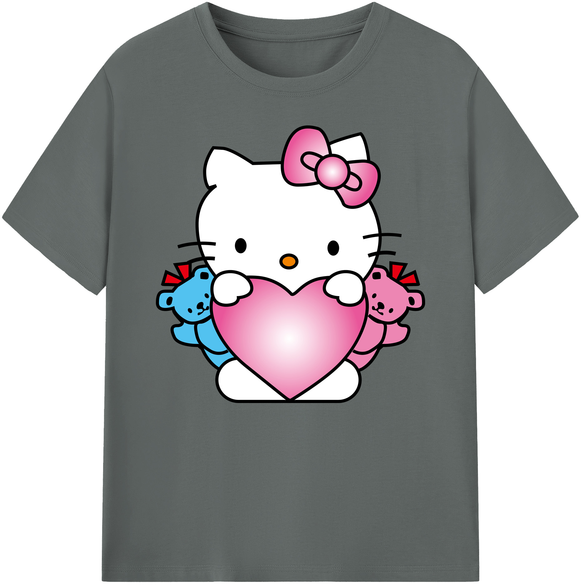 （画像用） Hello Kitty ハローキティ 綿100％ メンズ半袖Tシャツ｜肌触りやわらか＆通気性